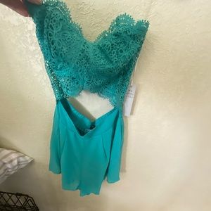 Teal, cut out romper, small